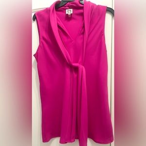 anne‎ klein hot pink blouse womens sleeveless top size 10